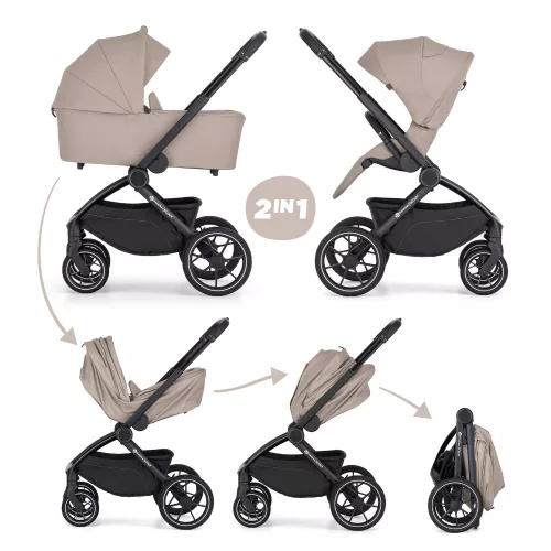 PETITE&MARS Kombinált babakocsi SCOUT 2 az 1-ben Cappuccino Cream