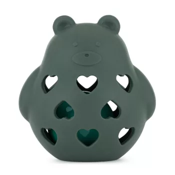   PETITE&MARS Szilikon játék csörgővel Bear Basil Misty Green 0m+