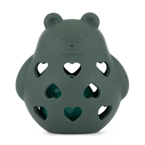 PETITE&MARS Szilikon játék csörgővel Bear Basil Misty Green 0m+