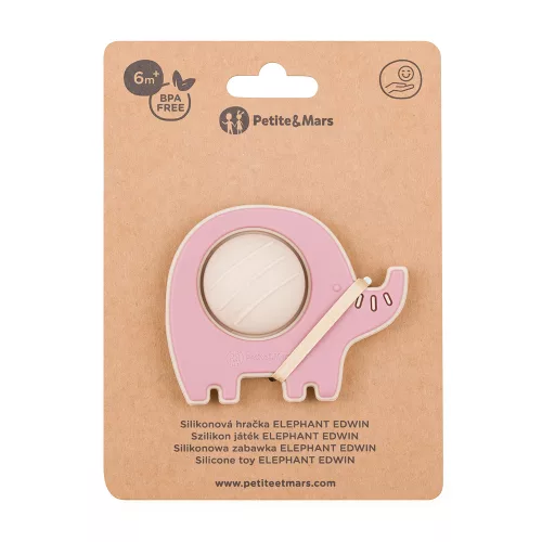 PETITE&MARS Szilikon játék Elephant Edwin Dusty Rose 6hó+