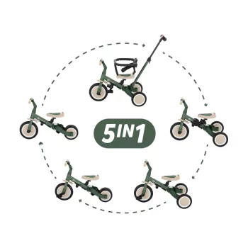 PETITE&MARS Multifunkciós tricikli 5in1 Turbo Misty Green