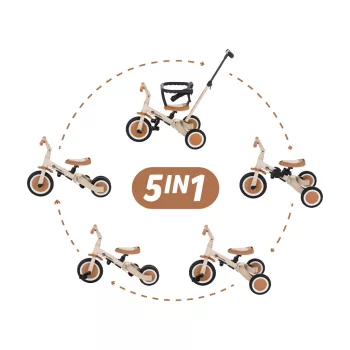 PETITE&MARS Multifunkciós tricikli 5in1 Turbo Desert Sand
