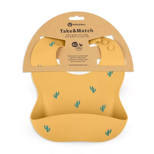 PETITE&MARS Szilikon előke Take&Match Ochre Cacti 6m+