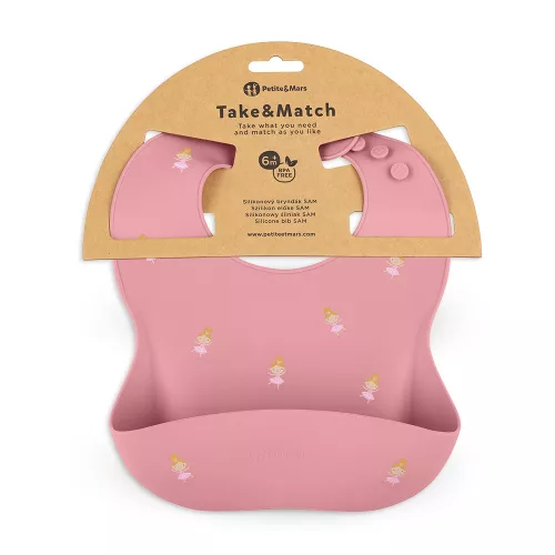 PETITE&MARS Szilikon előke Take&Match Rose Princesses 6m+