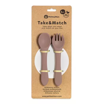 PETITE&MARS Szilikon evőeszköz Take&Match Velvet Latte 6m+