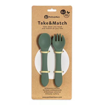   PETITE&MARS Szilikon evőeszközök Take&Match Misty Green 6m+
