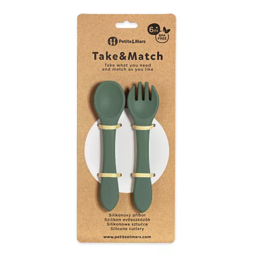 PETITE&MARS Szilikon evőeszközök Take&Match Misty Green 6m+