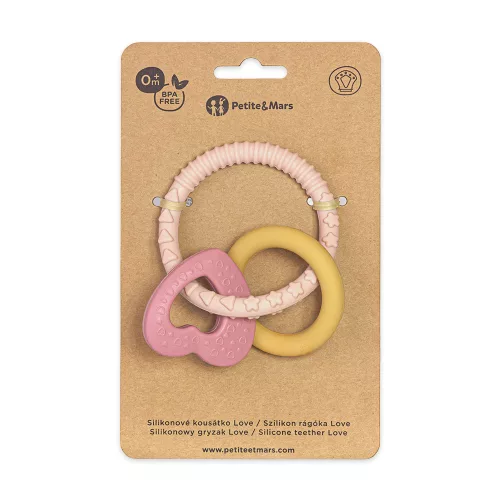 PETITE&MARS Szilikon rágóka Love Cute Pink 0m+