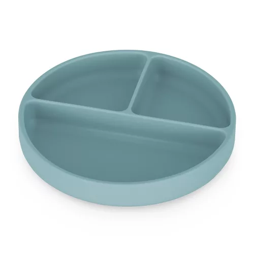 PETITE&MARS Szilikon osztott kerek tányér Take&Match Frosted Sky 6m+