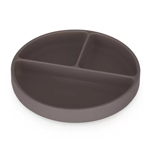 PETITE&MARS Szilikon osztott tányér kerek Take&Match Bitter Cocoa 6m+