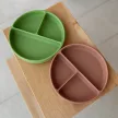 PETITE&MARS Szilikon osztott tányér kerek Take&Match Bitter Cocoa 6m+