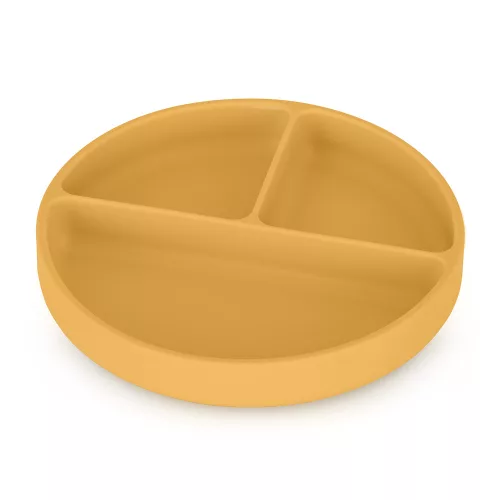 PETITE&MARS Szilikon osztott tányér, kerek Take&Match Intense Ochre 6m+