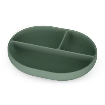   PETITE&MARS Szilikon osztott tányér, ovális Take&Match Misty Green 6m+