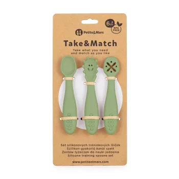   PETITE&MARS Szett 3 db szilikon edzőkanál Take&Match Sweet Pea 6m+