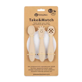   PETITE&MARS Szilikon gyakorló kanál szett 3 db Take&Match Desert Sand 6m+