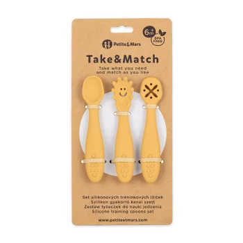   PETITE&MARS Szilikon gyakorló kanál szett 3 db Take&Match Intense Ochre 6m+