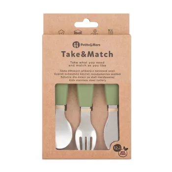   PETITE&MARS Rozsdamentes acél evőeszköz készlet Take&Match Sweet Pea 12m+
