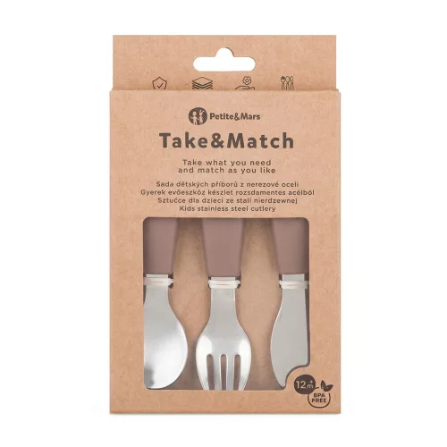 PETITE&MARS Rozsdamentes acél evőeszköz készlet Take&Match Velvet Latte 12m+