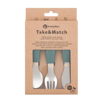   PETITE&MARS Rozsdamentes acél evőeszközkészlet Take&Match Misty Green 12m+