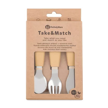   PETITE&MARS Rozsdamentes acél evőeszközkészlet Take&Match Intense Ochre 12m+