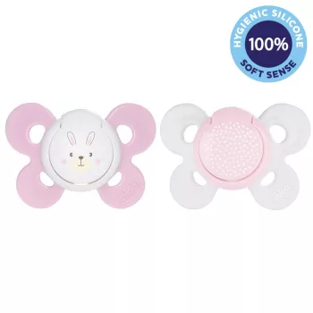   CHICCO Physio Comfort szilikon cumi 2-6m lány - nyuszi/pöttyök 2 db