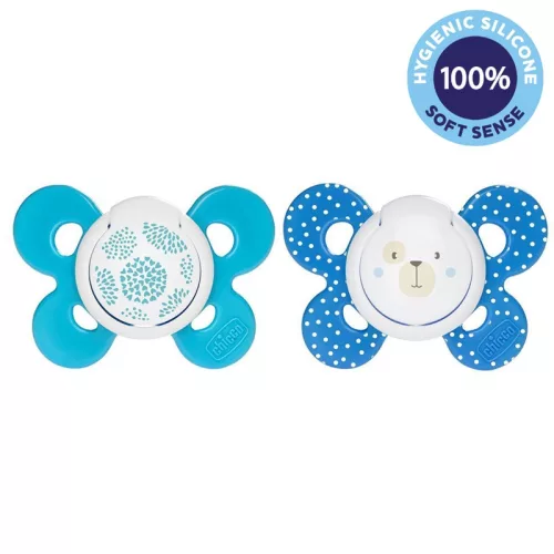 CHICCO Physio Comfort szilikon cumi 6-16 hónapos fiúknak - pöttyös/mackós 2 db