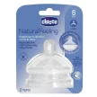 CHICCO Natural Feeling szilikon cumisüveg cumi kása 6m+ 2 db