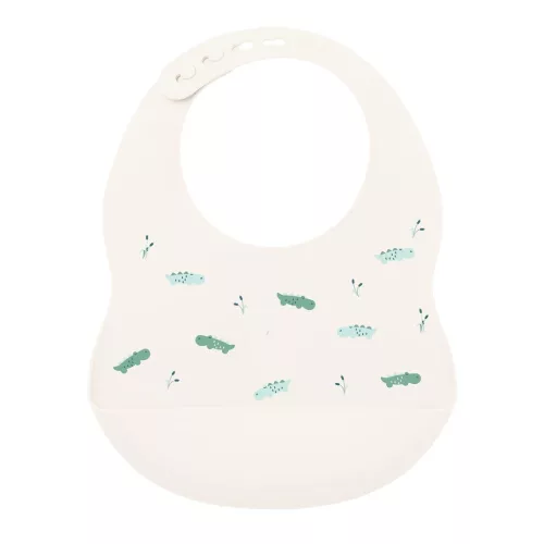 NATTOU szilikonos előke csattal, BPA-mentes, fehér