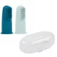 NATTOU Szilikon újrahúzható fogkefe tokkal Petrol blue/Aqua blue 2 db