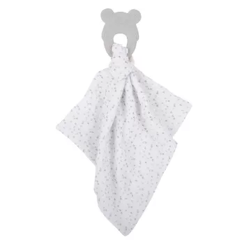   NATTOU Szilikon  BPA mentes rágóka pamut takaróval 28 x 28 cm grey