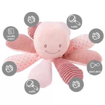 NATTOU Fejlesztő játék polip 8 aktivitás Lapidou pink