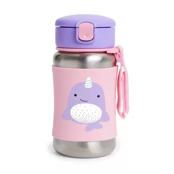   SKIP HOP Zoo Rozsdamentes acél szívószálas vízüveg Narvál 12m+