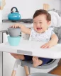 SKIP HOP 5 darabos étkezési készlet pohárral Easy-Feed Mealtime Set Teal/Grey 6hó+