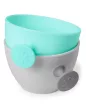 SKIP HOP 5 darabos étkezési készlet pohárral Easy-Feed Mealtime Set Teal/Grey 6hó+