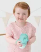 SKIP HOP 5 darabos étkezési készlet pohárral Easy-Feed Mealtime Set Teal/Grey 6hó+