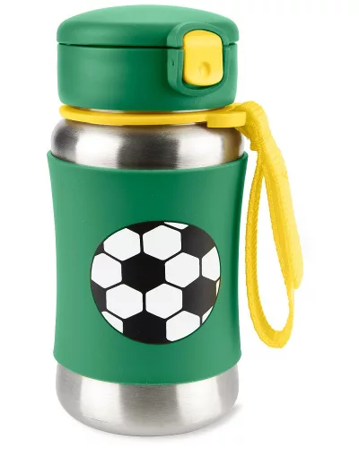 SKIP HOP Spark Style Rozsdamentes szívószálas vízüveg Foci 12m+