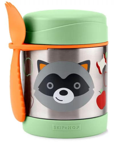 SKIP HOP Zoo Ételtermosz kanállal/villával Mosómedve 325 ml, 3 éves kortól