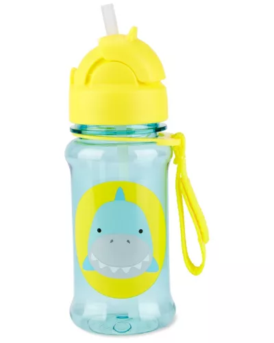 SKIP HOP Zoo Tritán Palack szívószállal 355ml Cápa 12m+