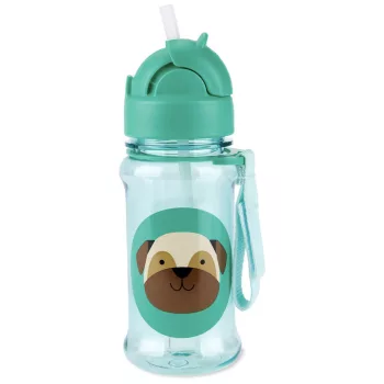   SKIP HOP Zoo Tritán Szívószálas Palack 355ml Mopsz 12hó+