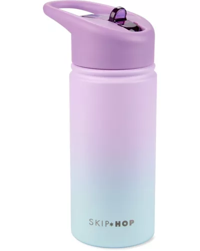 SKIP HOP Rozsdamentes acél szívószálas palack - ombré lila, 450ml