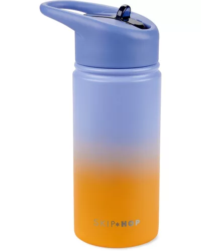 SKIP HOP Rozsdamentes acél szívószálas palack - ombré kék, 450ml