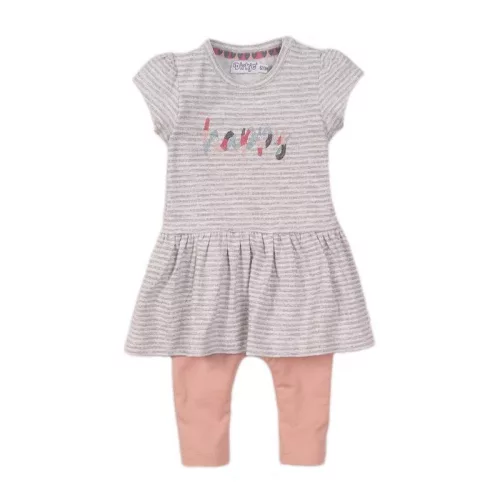DIRKJE 2 részes szett 74 Grey Melange+Dusty Pink ruha