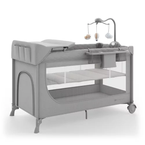 KINDERKRAFT Utazóágy LEODY UP Grey kiegészítőkkel