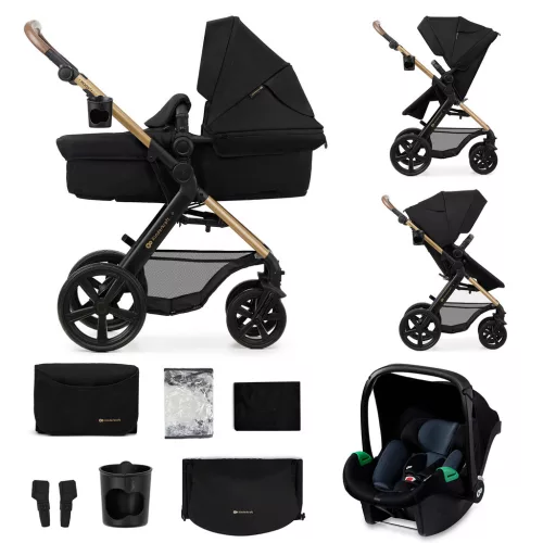 KINDERKRAFT Moov 2 3v1 kombinált babakocsi Pure Black - habkerekek