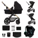 KINDERKRAFT Moov 2 3v1 kombinált babakocsi Pure Black - habkerekek