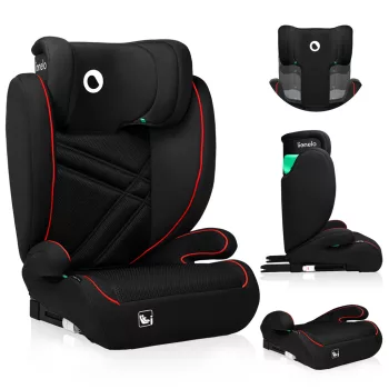   LIONELO Autósülés Hugo i-Size (100-150 cm) Sporty Fekete Piros