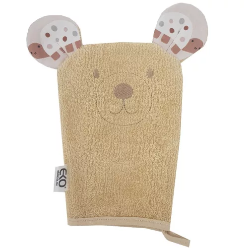 EKO Pamut frottír törölköző Bear Beige fülekkel 20x15 cm