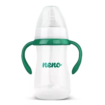   NENO Etető- és tanulócumisüveg fogantyúval és szívórendszerrel, hasfájás elleni hatással, 240 ml
