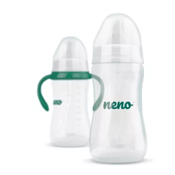   NENO Etető- és tanulócumisüveg fogantyúval és szívórendszerrel, hasfájás elleni hatással, 300 ml