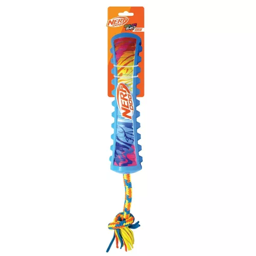 NERF DOG Kutyajáték sípoló húzó színes fogantyúval és textil kötéllel 29 cm